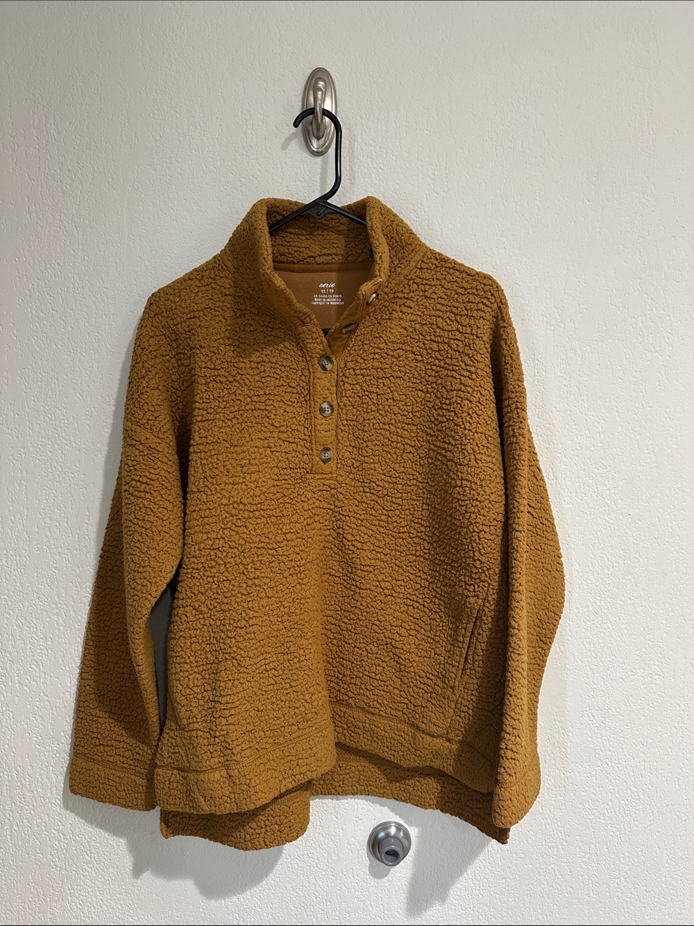 Aerie Cozy Mustard Sherpa Pullover
